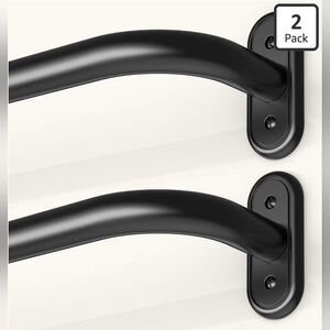 2 Pack Wrap Around Curtain Rods Black, Blackout HeSleek Black Wall Decor Bar Set